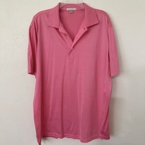 Peter Millar 100% cotton polo golf shirt pink short sleeve business casual Large